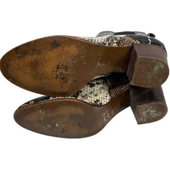 Madewell Snakeskin Leather Regan Booties Women's 9.5 Pull On Block Heel - Picture 12 of 12